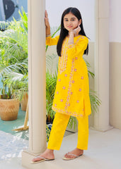 Khanak Stitched Kids-Yellow Embroidered 2Pcs Suit KST 130