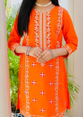 Khanak Stitched Kids-Orange Embroidered 2Pcs Suit KST 131