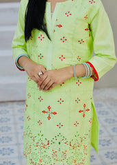 Khanak Stitched Kids-Mint Green Embroidered 2Pcs Suit KST 127