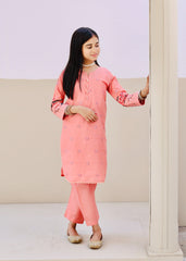 Khanak Stitched Kids-Peach Pink Embroidered 2Pcs Suit KST 132