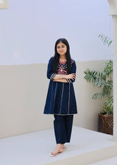 Khanak Stitched Kids-Navy Blue Embroidered 2Pcs Suit KST 125