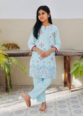 Khanak Stitched Kids-Light Blue Embroidered 2Pcs Suit KST 129