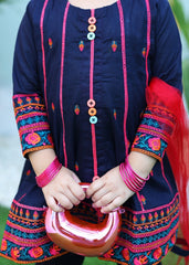 Khanak Stitched Kids-Blue Jay 3Pcs Suit-KT 089
