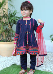 Khanak Stitched Kids-Blue Jay 3Pcs Suit-KT 089