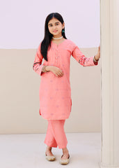 Khanak Stitched Kids-Peach Pink Embroidered 2Pcs Suit KST 132