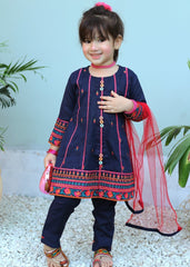 Khanak Stitched Kids-Blue Jay 3Pcs Suit-KT 089