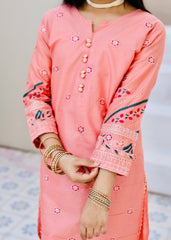 Khanak Stitched Kids-Peach Pink Embroidered 2Pcs Suit KST 132