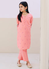 Khanak Stitched Kids-Peach Pink Embroidered 2Pcs Suit KST 132