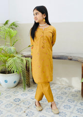 Khanak Stitched Kids-Mari Gold Embroidered 2Pcs Suit KST 133