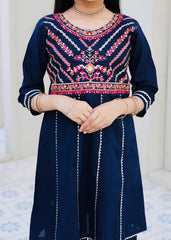 Khanak Stitched Kids-Navy Blue Embroidered 2Pcs Suit KST 125