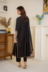 Gulbahar By Arha Eman Stitched Summer Suit-Midnight Muse â€“ Black Embroidered 3 Piece Suit