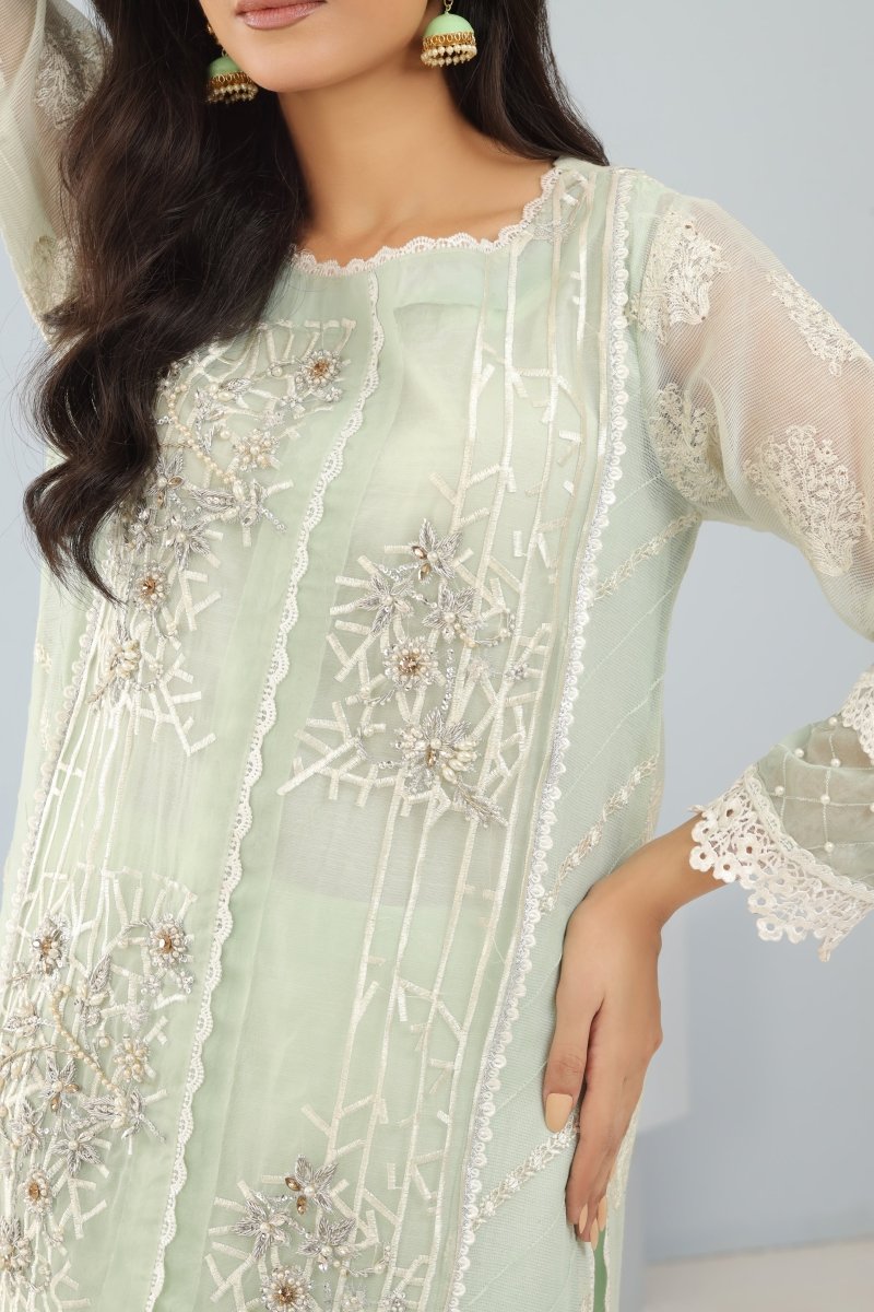 Manahils Stitched Formals K-214-Mint Meadow