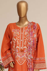 Sada Bahar Stitched 3 Piece Luxury Emb Festive Vol-07 Suit-LEL7-MK-2515-RUST