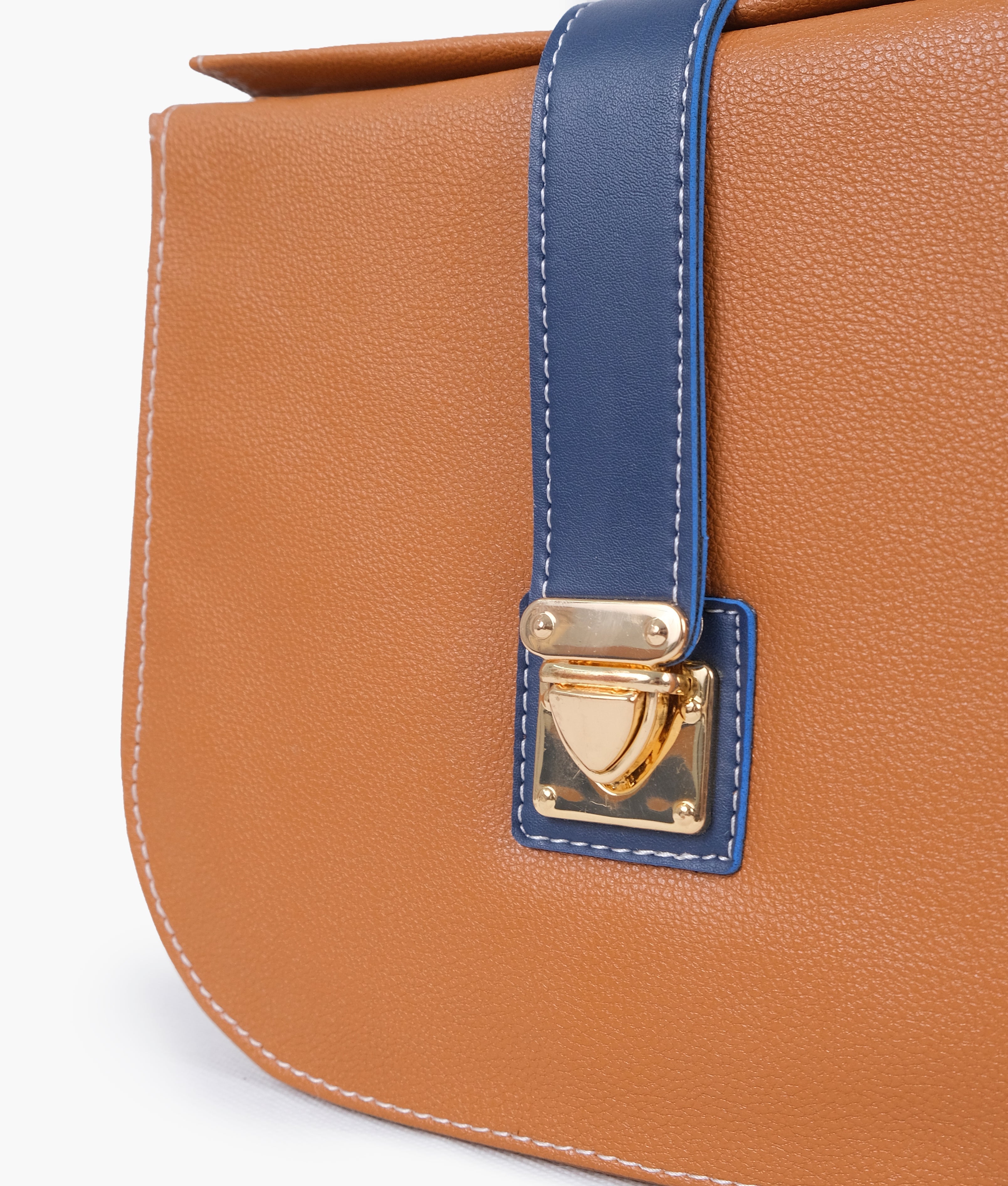 RTW Creation - Mustard and blue push-lock saddle bag