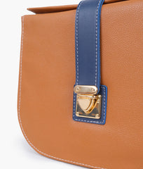 RTW Creation - Mustard and blue push-lock saddle bag