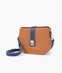 RTW Creation - Mustard and blue push-lock saddle bag