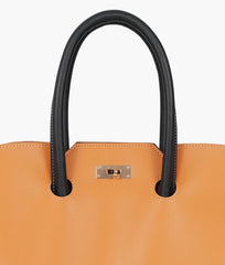 RTW Creation - Mustard and brown tote bag with multiple compartments