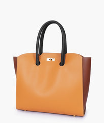 RTW Creation - Mustard and brown tote bag with multiple compartments
