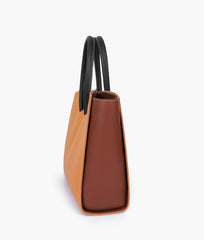 RTW Creation - Mustard and brown tote bag with multiple compartments