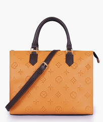RTW Creation - Mustard and dark brown on-the-go handbag