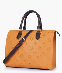 RTW Creation - Mustard and dark brown on-the-go handbag