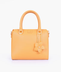RTW Creation - Mustard handbag with flower charm