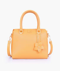 RTW Creation - Mustard handbag with flower charm
