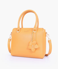 RTW Creation - Mustard handbag with flower charm