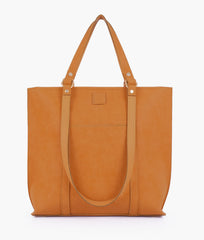 RTW Creation - Mustard mocha suede double-handle tote