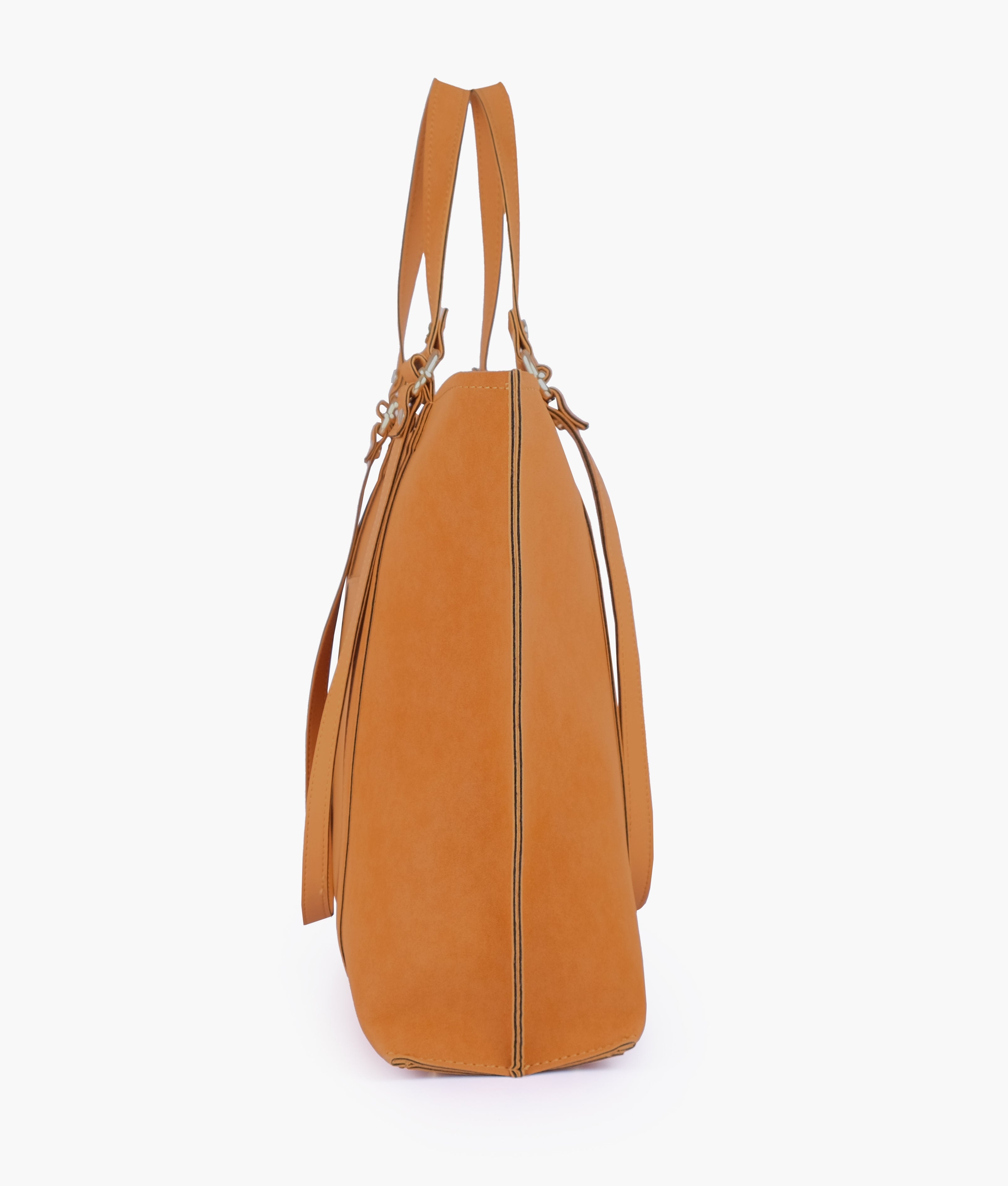 RTW Creation - Mustard mocha suede double-handle tote