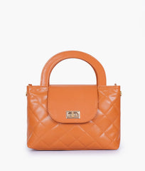 RTW Creation - Mustard flap quilted bag with top handle