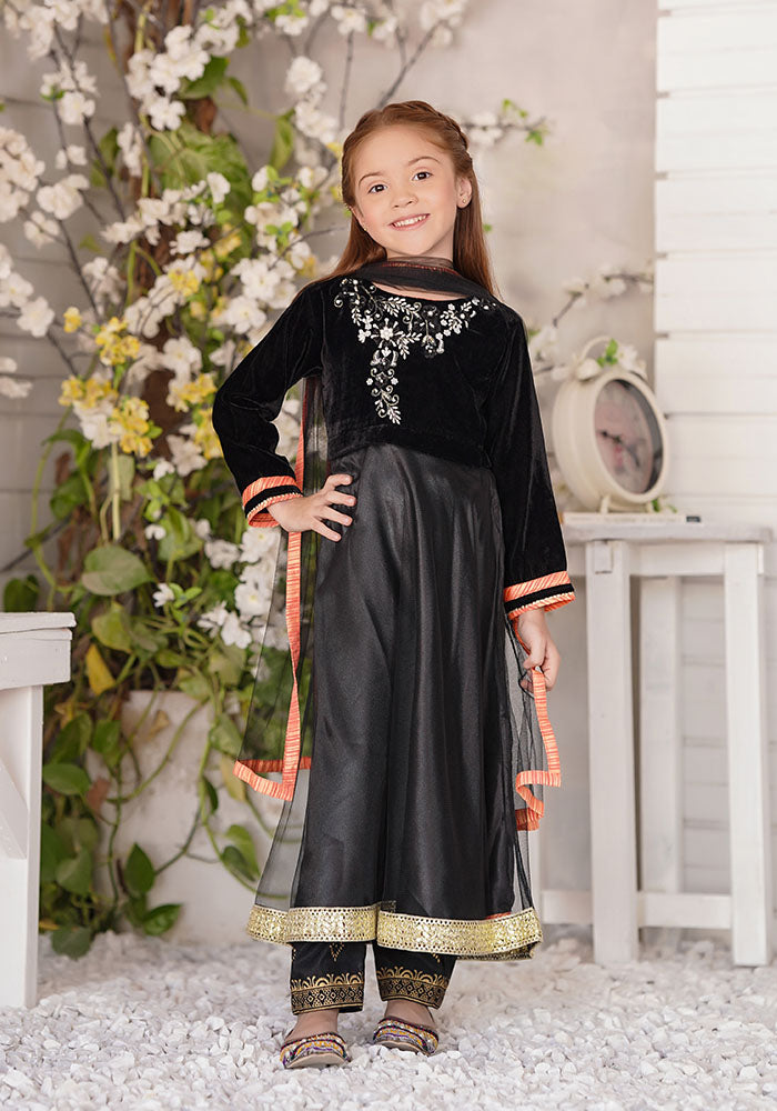 Velvet Hand Adda Work 3 Pc Suit - Wear Ochre