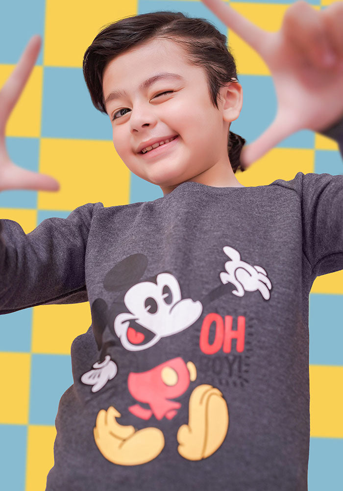 Fleece Printed Sweatshirt - Wear Ochre