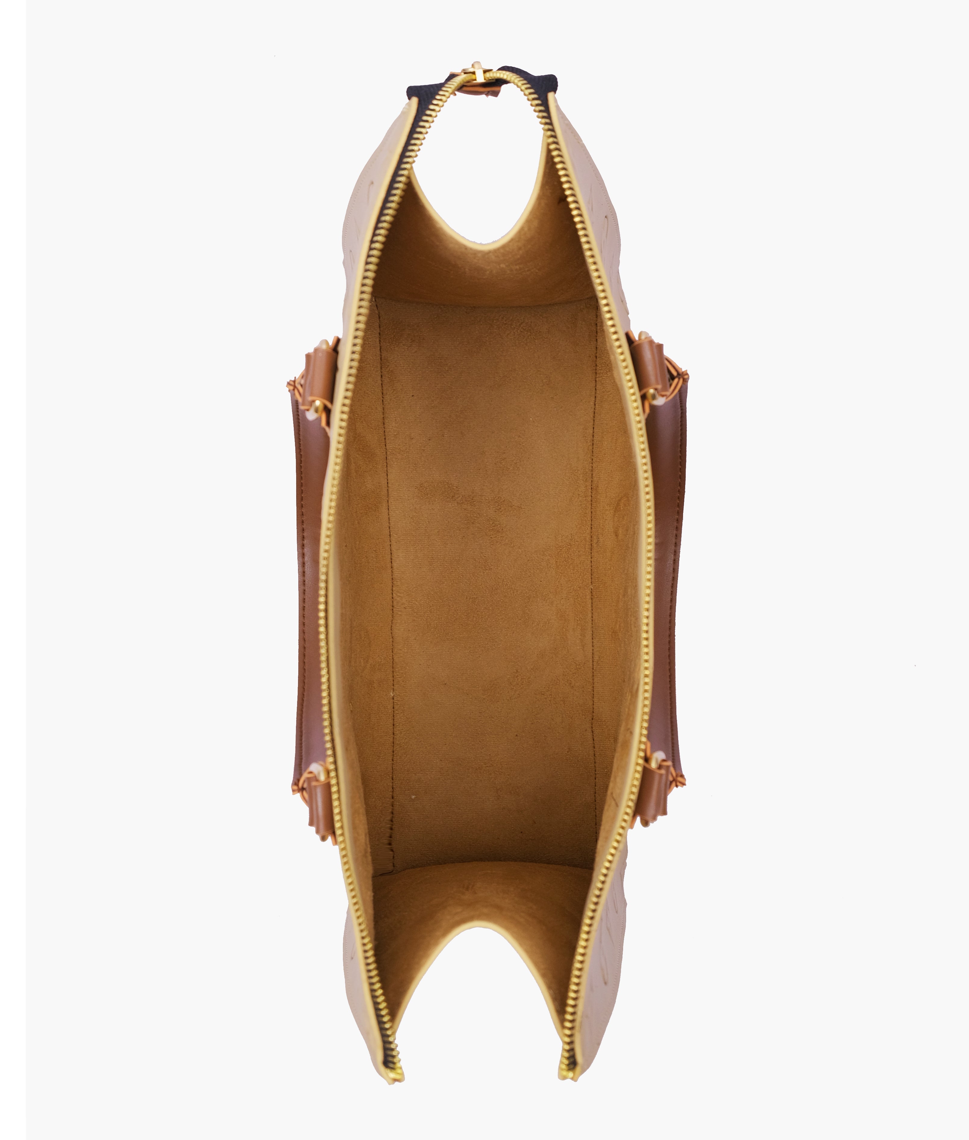 RTW Creation - Off-white and brown on-the-go handbag