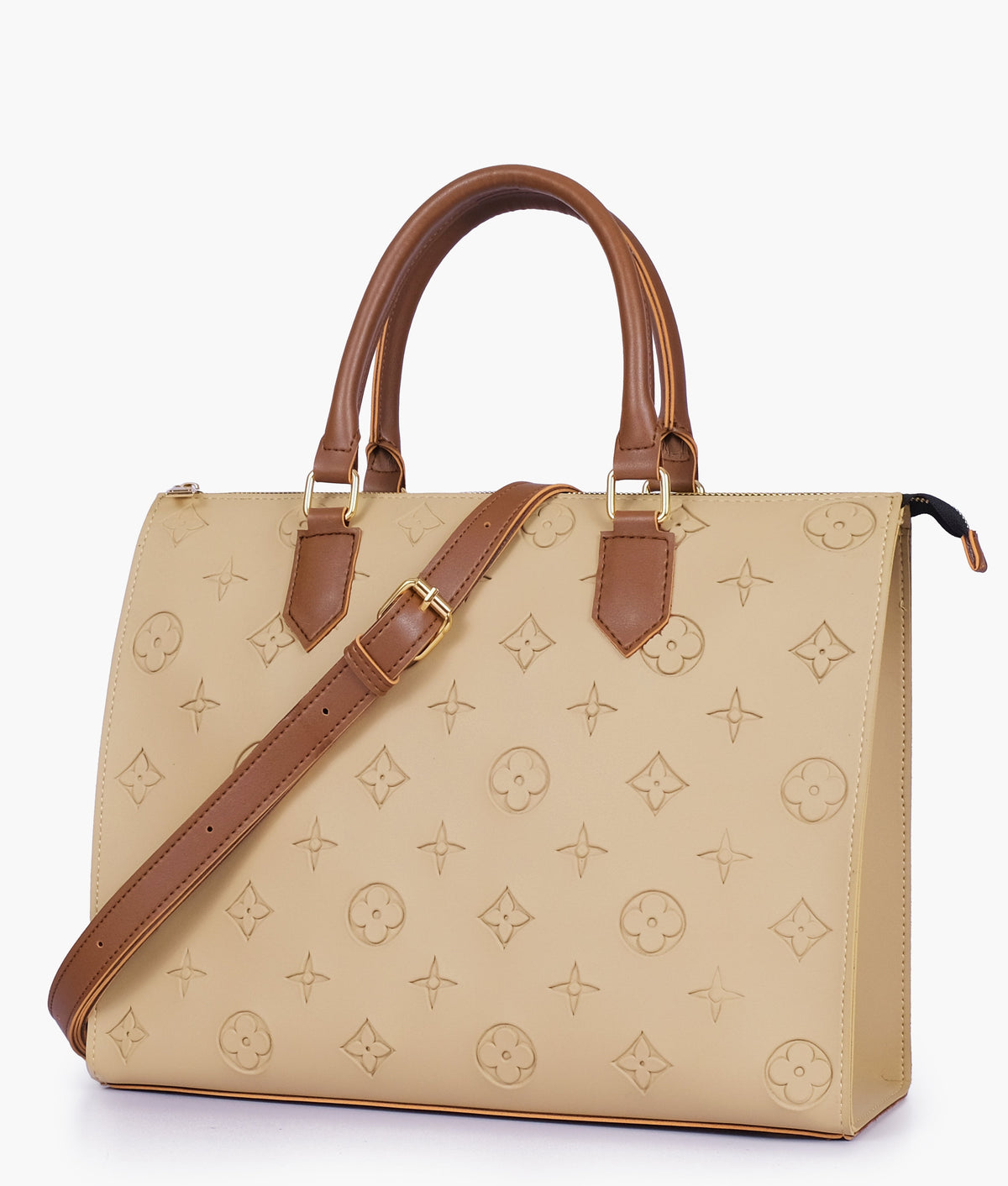 RTW Creation - Off-white and brown on-the-go handbag