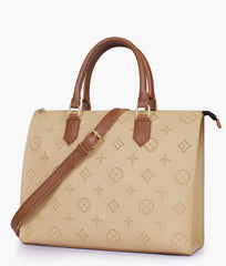 RTW Creation - Off-white and brown on-the-go handbag
