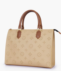 RTW Creation - Off-white and brown on-the-go handbag