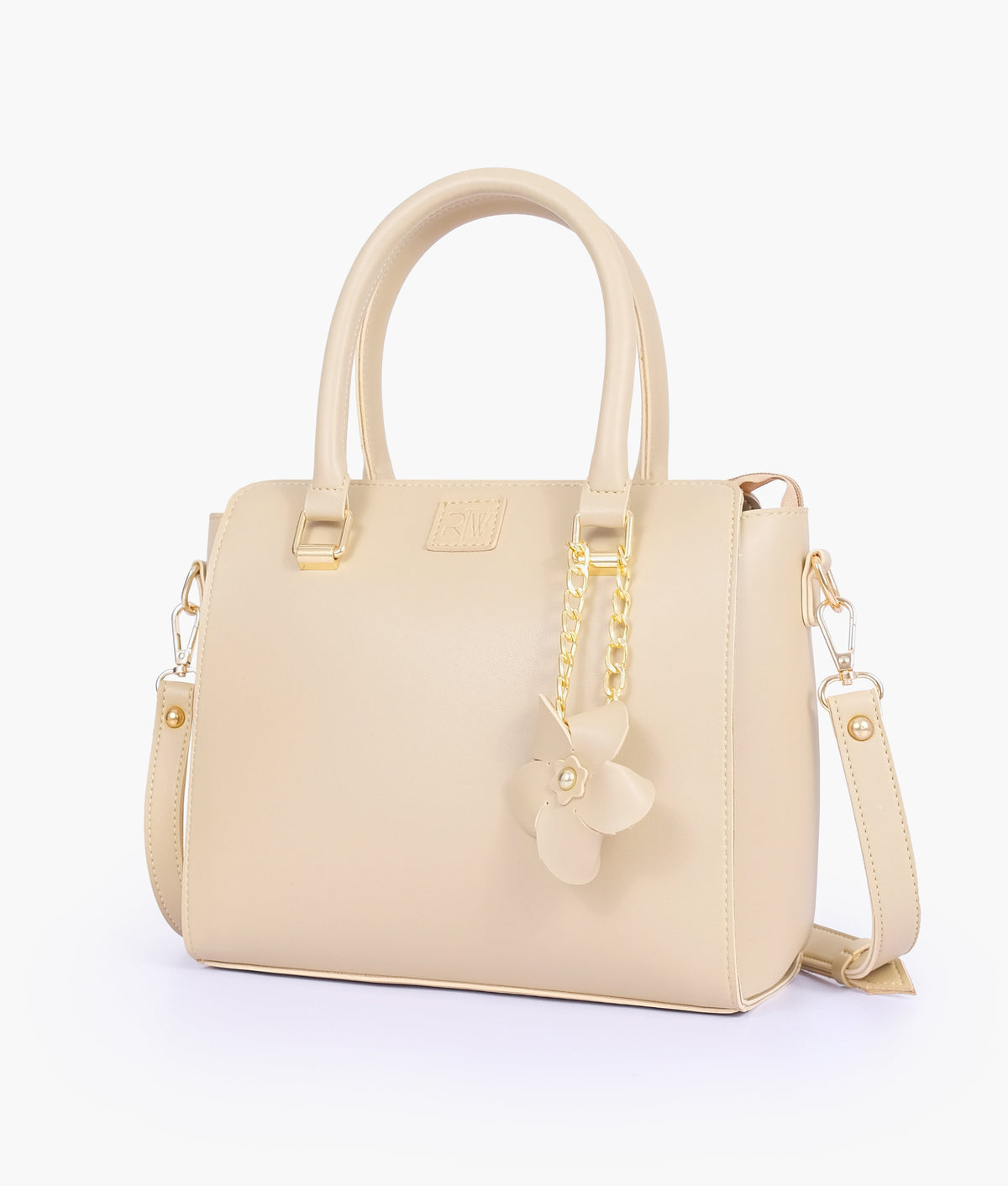 RTW Creation - Off-white handbag with flower charm