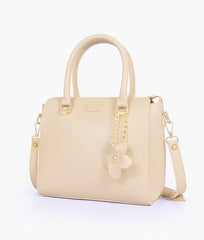 RTW Creation - Off-white handbag with flower charm