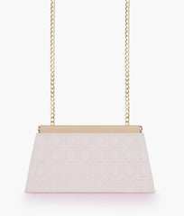 RTW Creation - Off-white quilted evening clutch with snap closure