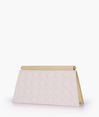 RTW Creation - Off-white quilted evening clutch with snap closure