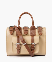 RTW Creation - Off-white with brown wilderness satchel bag
