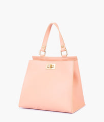RTW Creation - Peach front lock top-handle mini bag