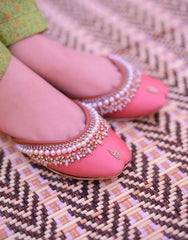 Mgs Style Khussa Collection-Lustre Pearl Ensemble  Peach Bloom