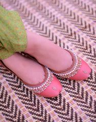 Mgs Style Khussa Collection-Lustre Pearl Ensemble  Peach Bloom