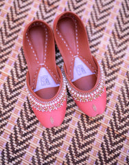 Mgs Style Khussa Collection-Lustre Pearl Ensemble  Peach Bloom