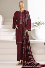 Sada Bahar Stitched 3 Piece Luxury Viscose With Palachi Shawl Suit-MEV-254-Brown