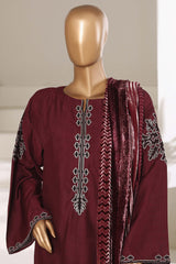 Sada Bahar Stitched 3 Piece Luxury Viscose With Palachi Shawl Suit-MEV-254-Brown