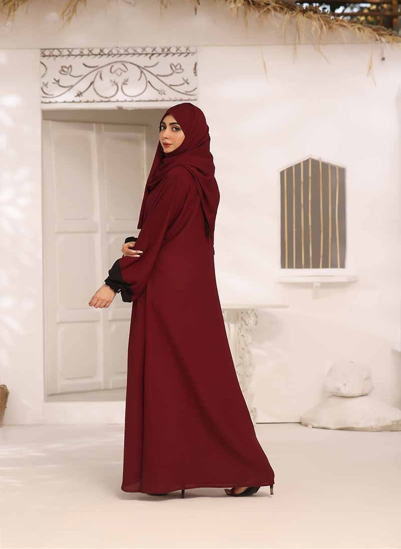 Regal Maroon Double Georgette Front