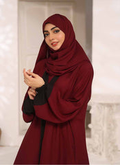 Nooriya: Regal Maroon Double Georgette Front Open Abaya